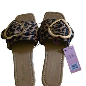 Juicy Couture‎ Leopard Print Sandals with Gold Accents Ladies Sz 5.5